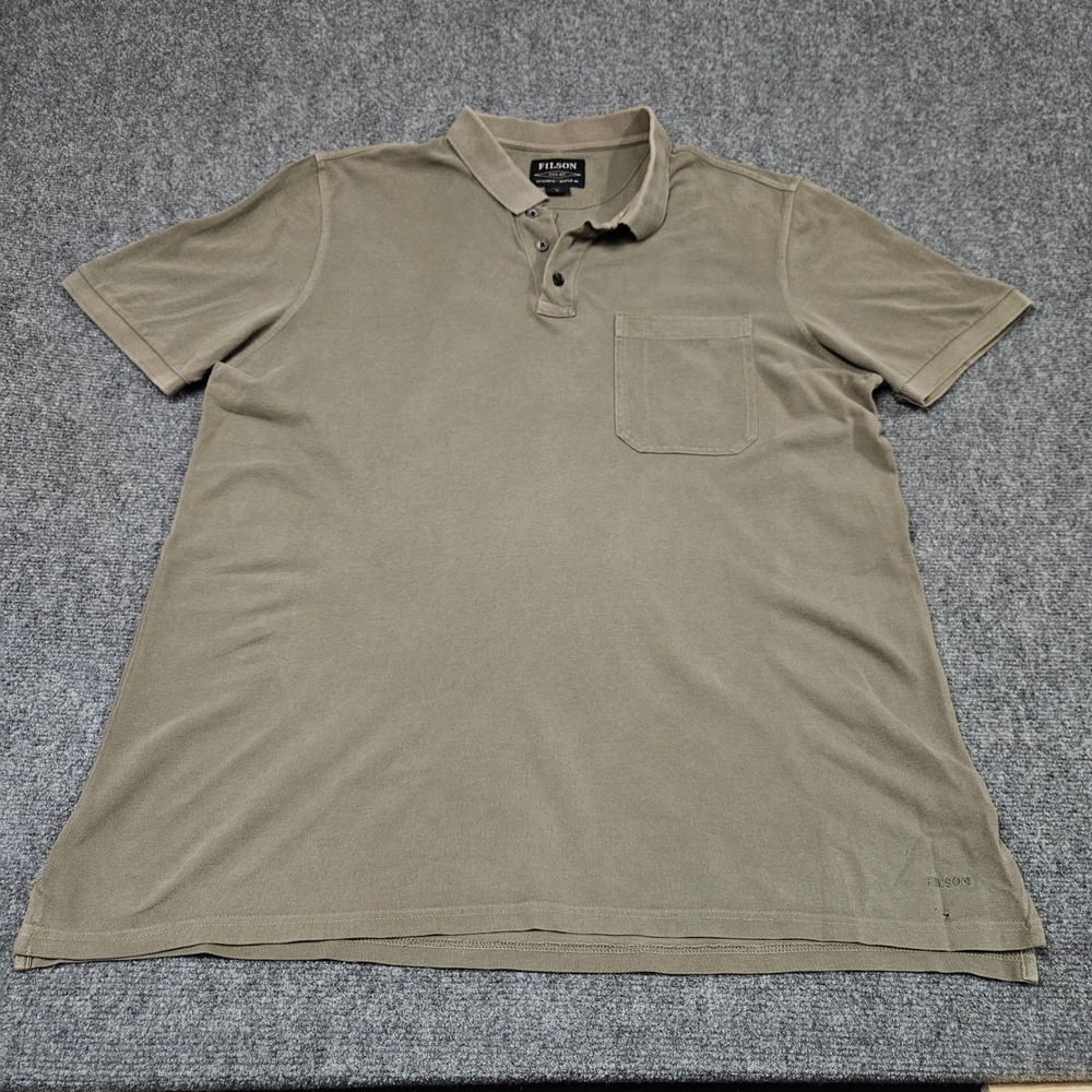 Filson Polo Shirt XL Olive Cotton Pocket‎ Short Sleeve Workwear Grunge Utility